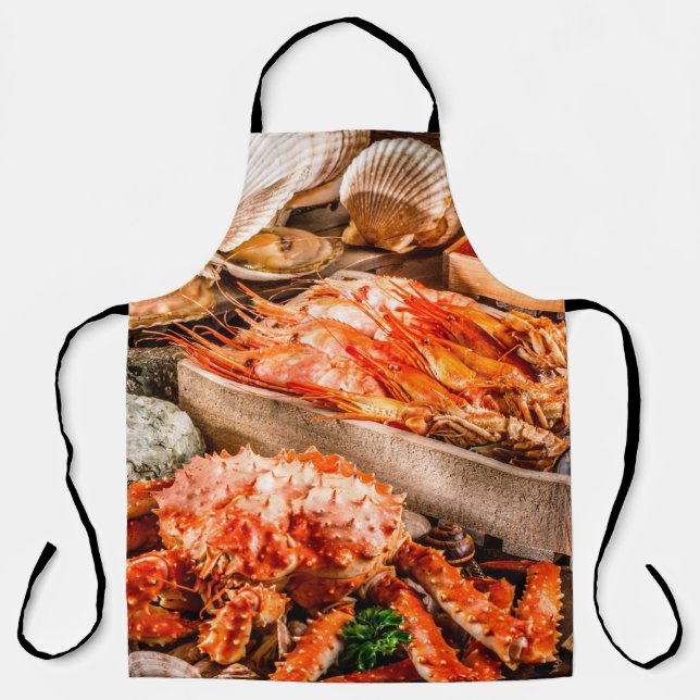 Meeresfrüchte-Kochplatte zum Abendessen am Meeresu Schürze (Vorderseite)