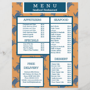 Meeresfrüchte Krabben Grill Restaurant Menü