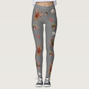 Meeresfrüchte Krustentiere Hummer Krabbe Muster Leggings