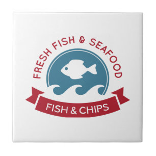 Meeresfrüchte-Logo der Fisch- und Fliese