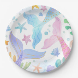 Meeresfrüchte Meerjungfrau Schwanz unter dem Party Pappteller