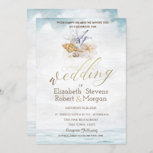 Meeresfrüchte-Muscheln, Hochzeit am Meer Einladung