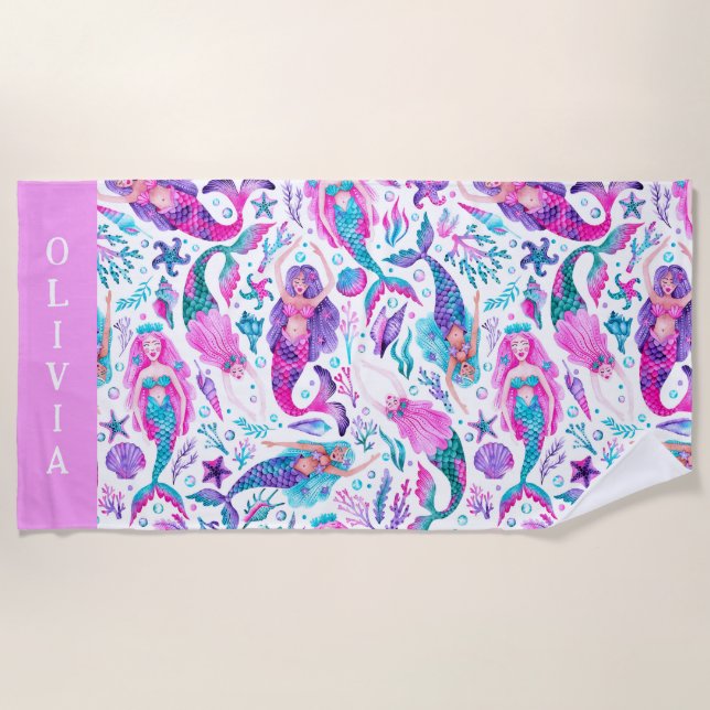 Meeresfrüchte Muscheln + Seeteufel Strandtuch (Vorderseite)