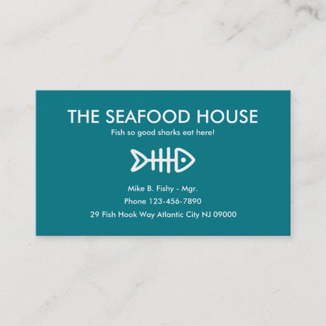Meeresfrüchte-Restaurantgewerbe-Karten Visitenkarte (Vorderseite)