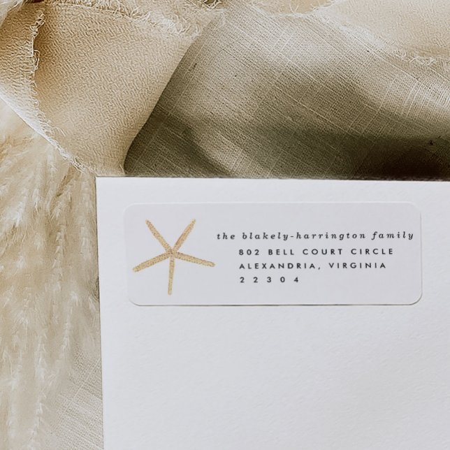 Meeresfrüchte-Rücksendeadressen-Aufkleber (Starfish seashell return address labels.)