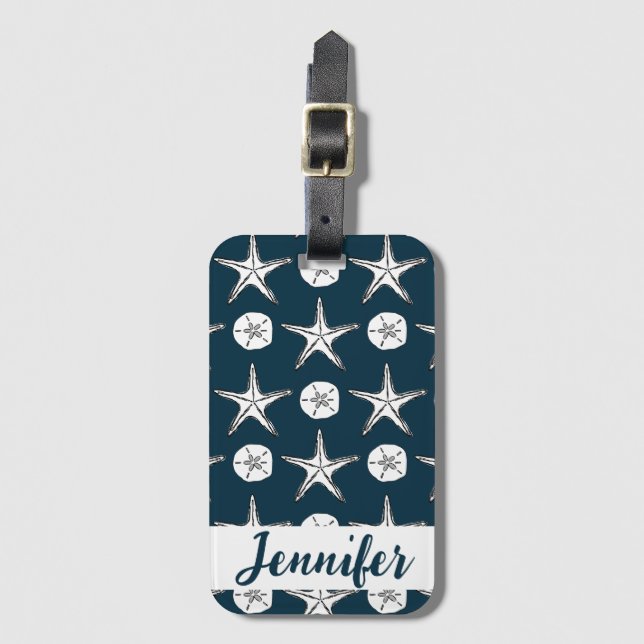 Meeresfrüchte- und Sand-Dollar-Muster Zeichnend Gepäckanhänger (Vorderseite Vertikal)