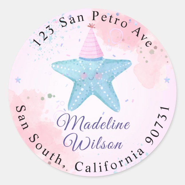 Meeresfrüchte unter der Rücksendeadresse Runder Aufkleber (Vorderseite)