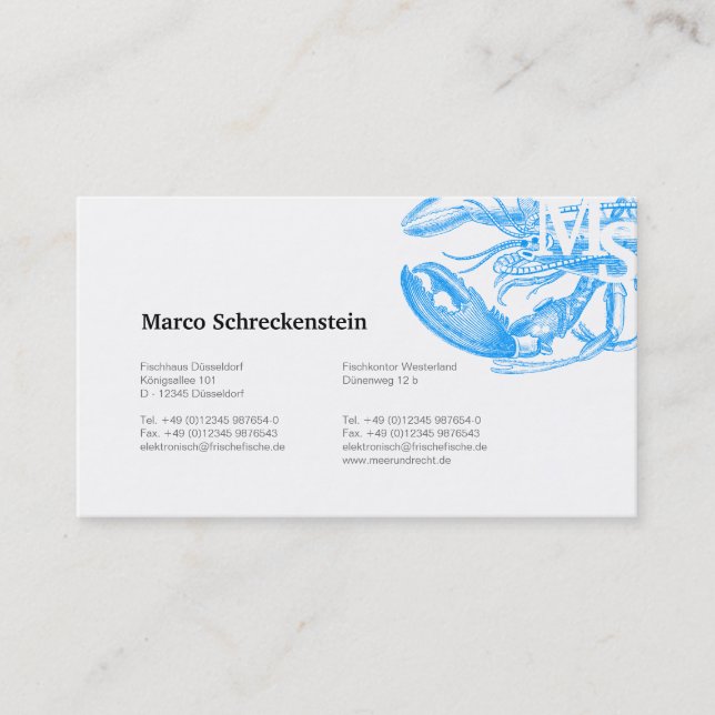 Meeresfrüchte Visitenkarte (Vorderseite)