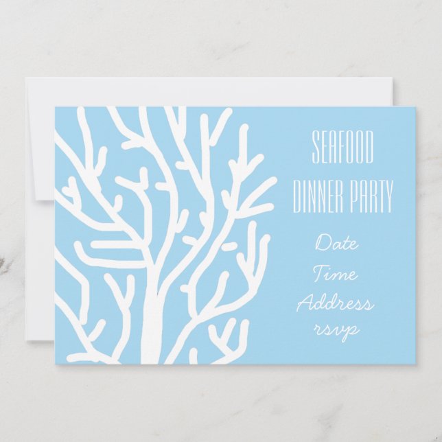 Meeresfrüchte zum Thema Meereskorallen Abendessen  Einladung (Vorderseite)