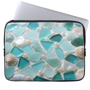 Meeresglas-Mosaik Türkis Küstencharme Laptopschutzhülle