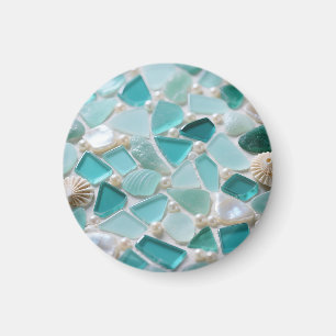 Meeresglas-Mosaik Türkis Küstencharme Magnet