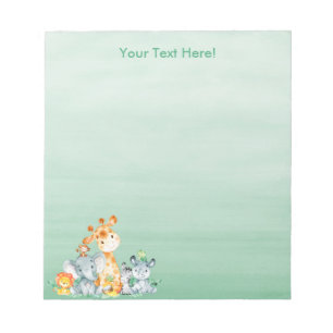 Meeresgrün Wasserfarbe Niedlich Safari Jungle Tie Notizblock