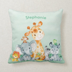 Meeresgrün Wasserfarbe Niedlich Safari Jungle Tier Kissen