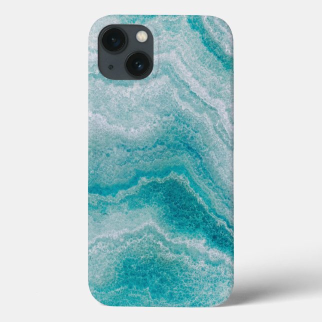 Meeresgrüne Marmorstruktur Case-Mate iPhone Hülle (Rückseite)