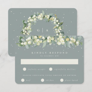 Meeresgrüne Schneebeeren- und Eukalyptus-Girlande RSVP Karte