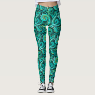 Meeresgrüne Wirbel-Musterleggings Leggings