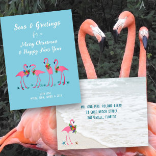 Meeresgrüße Flamingos Benutzerdefinierte Feiertags Postkarte