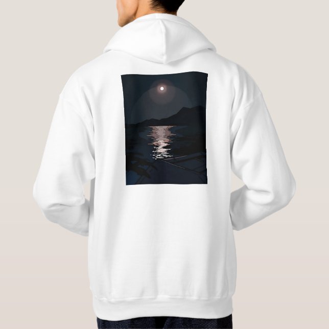 Meereshaube, die unter Vollmond scheint. Hoodie (Rückseite)