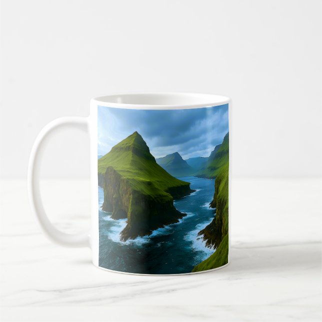 Meeresklippen der Färöer Kaffeetasse (Links)