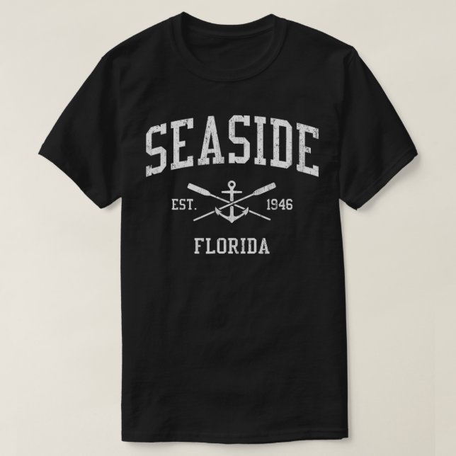 Meeresküste FL Vintag überquerte Oars & Bootsanker T-Shirt (Design vorne)