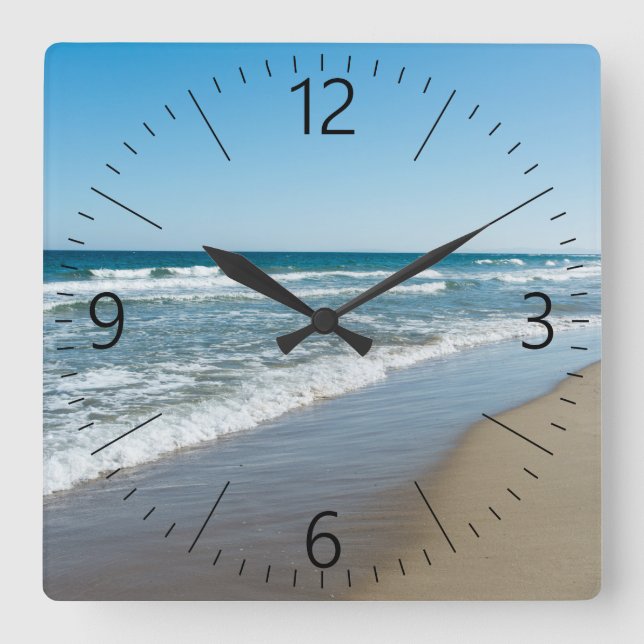 Meeresküste Quadratische Wanduhr (Vorderseite)
