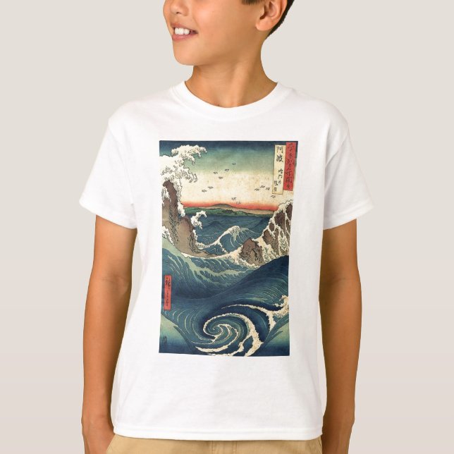 Meereslandschaft Japanisch Ukiyo-e große Welle T-Shirt (Vorderseite)