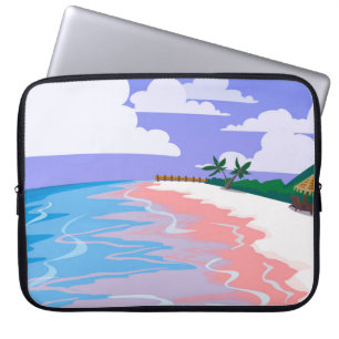 Meereslandschaft tropischer Strand mit rosa Sand, Laptopschutzhülle
