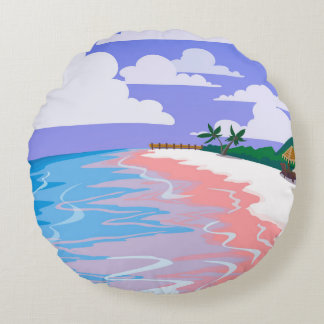 Meereslandschaft tropischer Strand mit rosa Sand,  Rundes Kissen