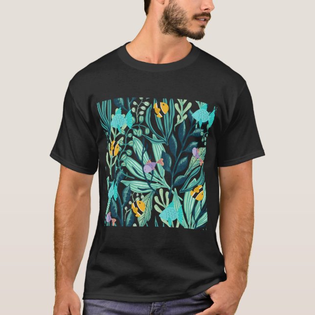 Meeresleben Fischcollage T-Shirt (Vorderseite)