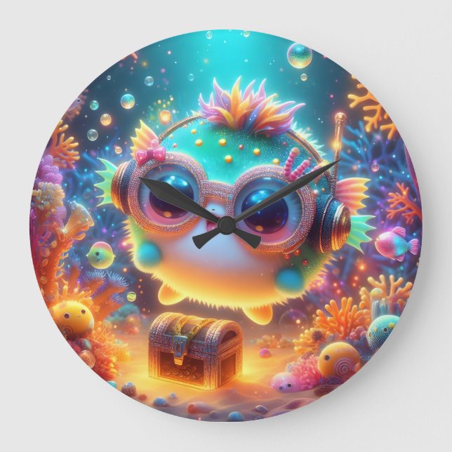 Meeresleben Große Wanduhr (Vorderseite)