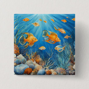 Meeresleben mit exotischen Fischen Button