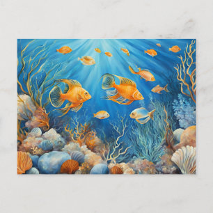 Meeresleben mit exotischen Fischen Postkarte