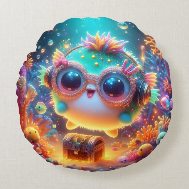 Meeresleben Rundes Kissen (Vorderseite)