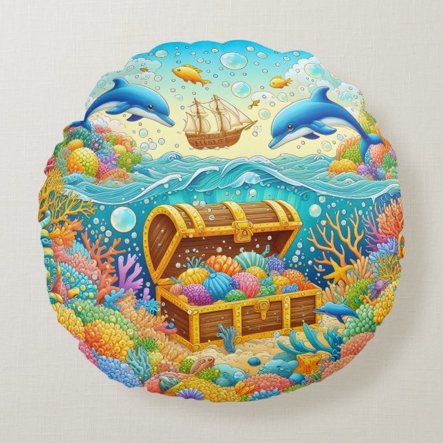 Meeresleben Rundes Kissen (Vorderseite)