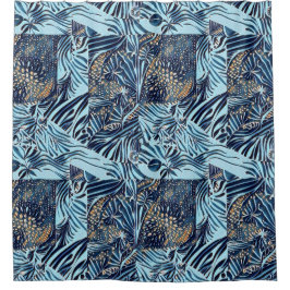 Meeresleben und abstrakte botanische Muster Duschvorhang