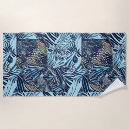 Meeresleben und abstrakte botanische Muster Strandtuch