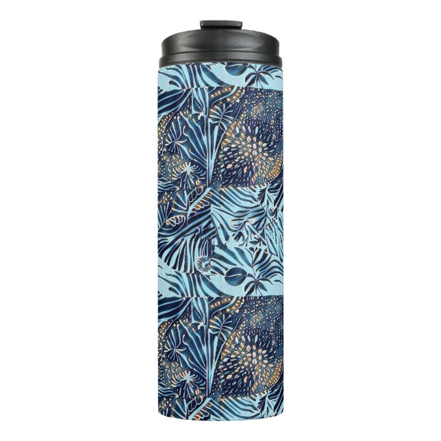 Meeresleben und abstrakte botanische Muster Thermosbecher (Vorderseite)