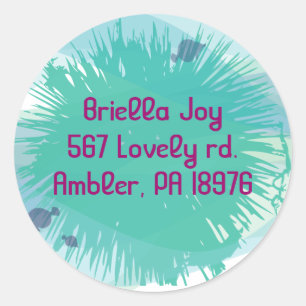 Meereslebensbad Mitzvah Runde Rücksendeadresse Runder Aufkleber