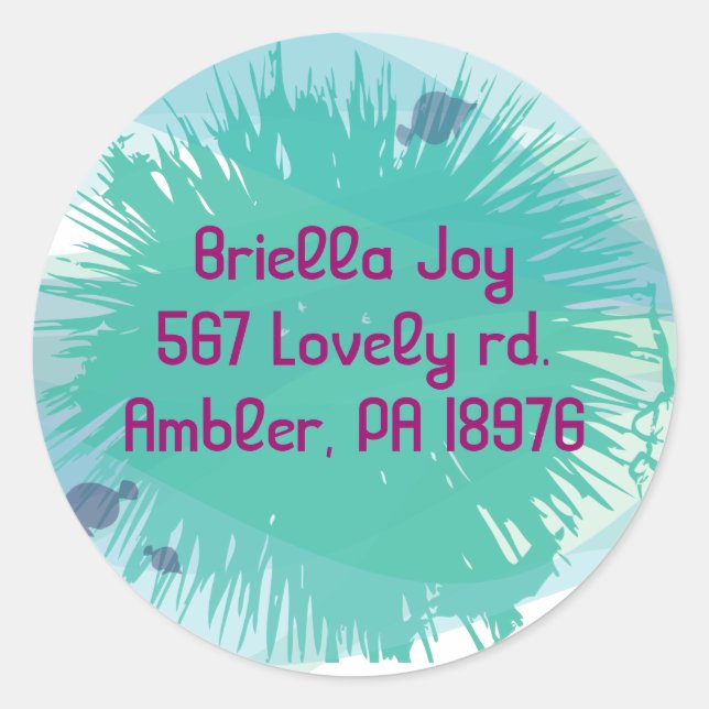 Meereslebensbad Mitzvah Runde Rücksendeadresse Runder Aufkleber (Vorderseite)