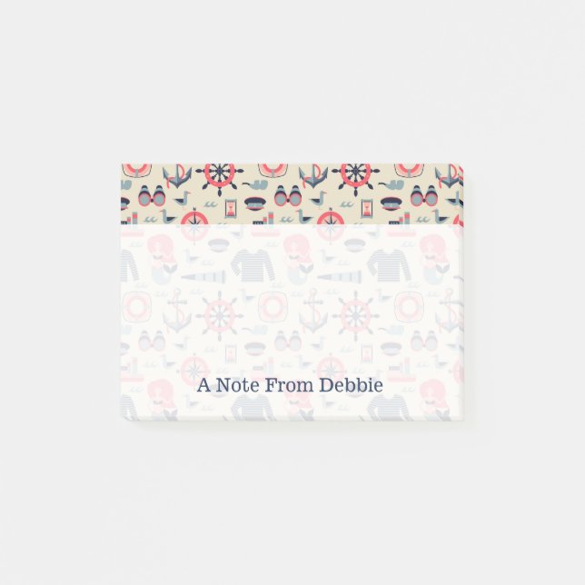 Meereslebensmuster| Name hinzufügen Post-it Klebezettel (Vorderseite)