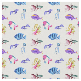 Meereslebewesen, Ozean, Fisch, Kraken Stoff