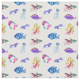 Meereslebewesen, Ozean, Fisch, Kraken Stoff