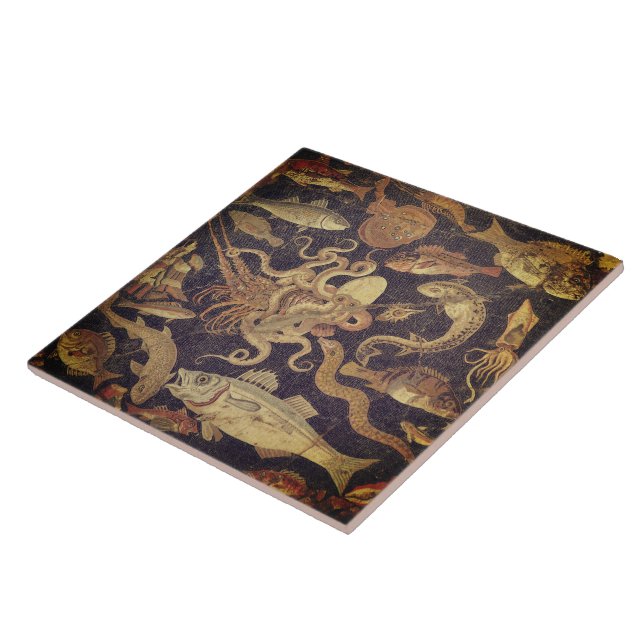 Meereslebewesen, Pompeji-Mosaik Fliese (Seite)