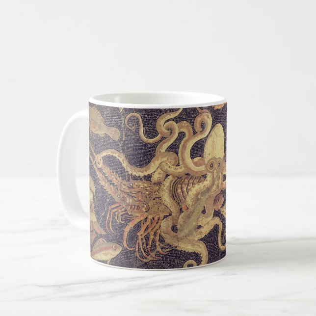 Meereslebewesen, Pompeji-Mosaik Kaffeetasse (Vorderseite Links)