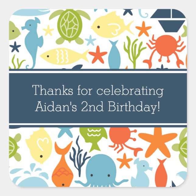 Meereslebewesen unter dem Meer Quadratischer Aufkleber (Vorderseite)