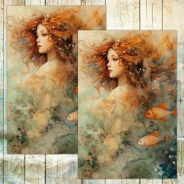 MEERESMAIDEN MERMAID DECOUPAY SEIDENPAPIER (SEA MAIDEN MERMAID DECOUPAGE TISSUE PAPER)