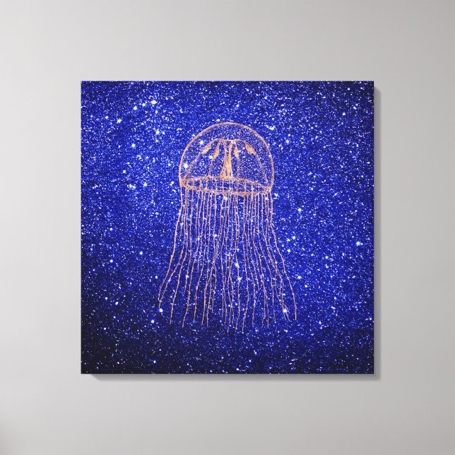 Meeresmeer-Quallen Rosa Gold Rose Leinwanddruck (Vorderseite)