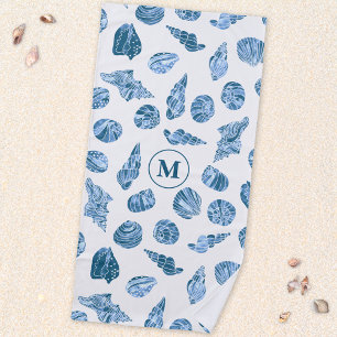 Meeresmuschel Aquarell Nautisches Monogramm Initia Strandtuch
