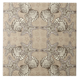 Meeresmuschel-Fülle Vintage-Muster Fliese