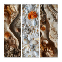 Meeresmuschel-Triptychon-Wandkunst